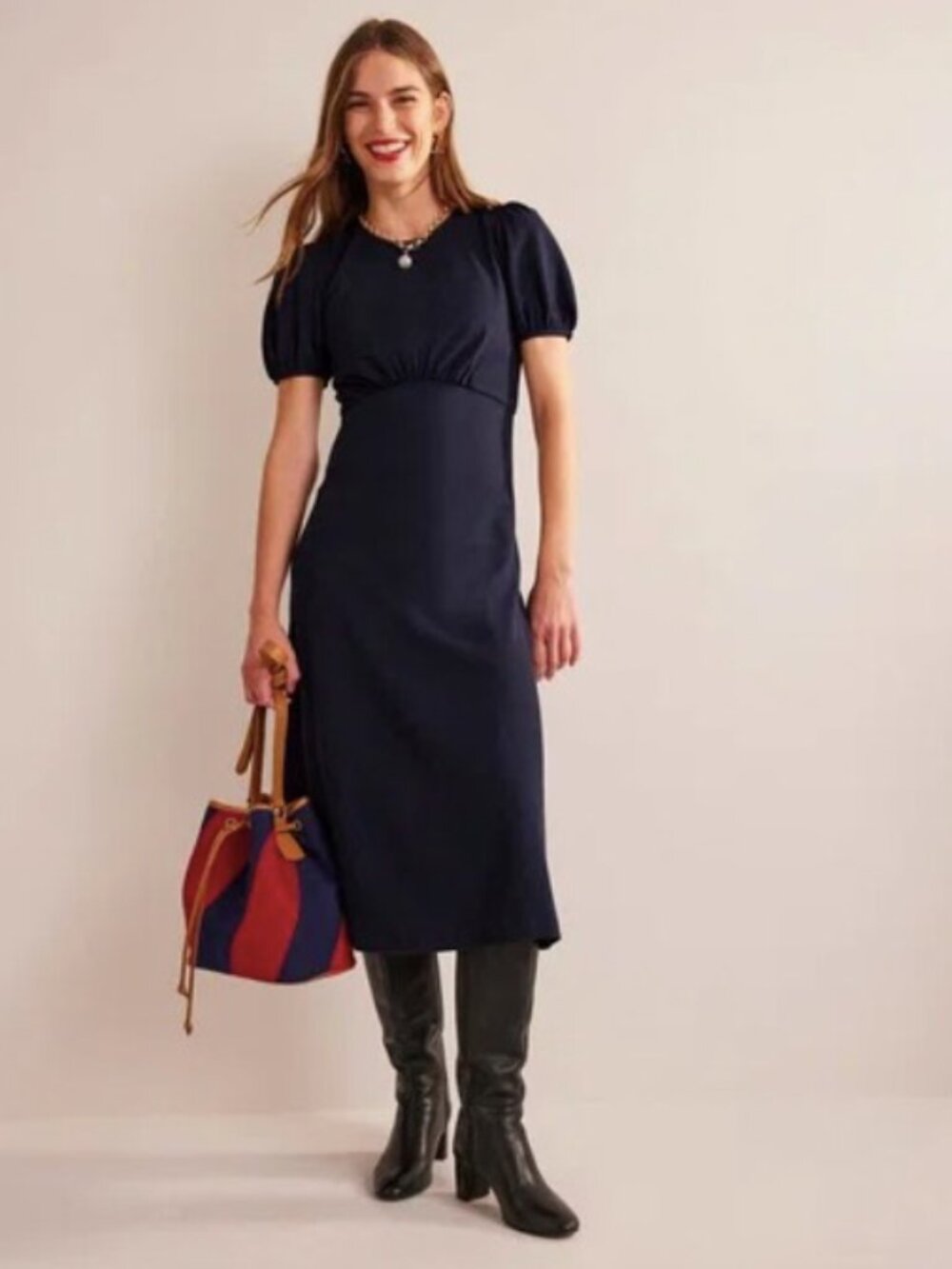 NWT Boden "Nancy" ponte midi dress in Navy